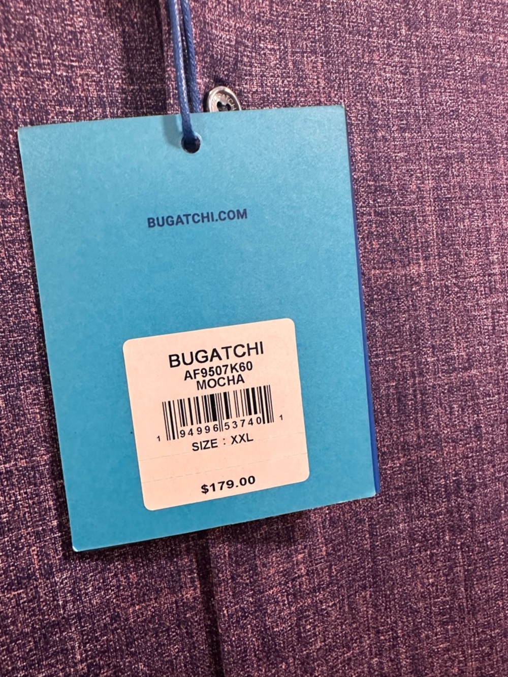 Bugatchi Men’s James Chambray OoohCotton Shirt Mocha XXL Heather Purple NWT - Picture 10 of 16